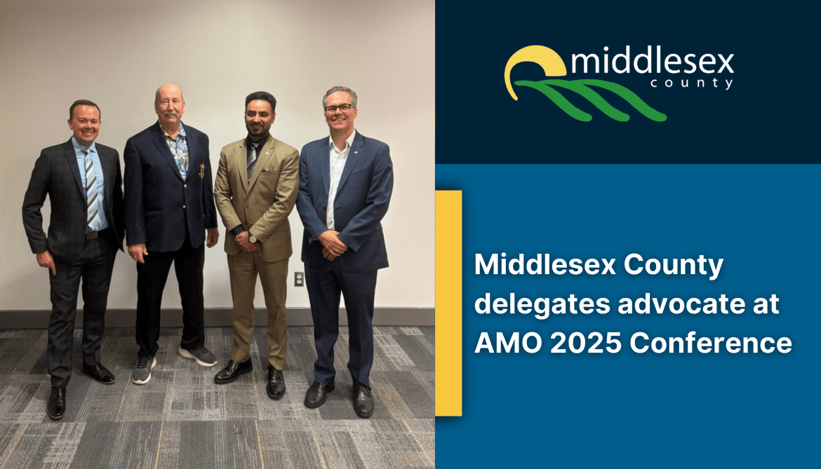 Middlesex County delegates with text reading, "Middlesex County delegates advocate at AMO 2025 Conference"