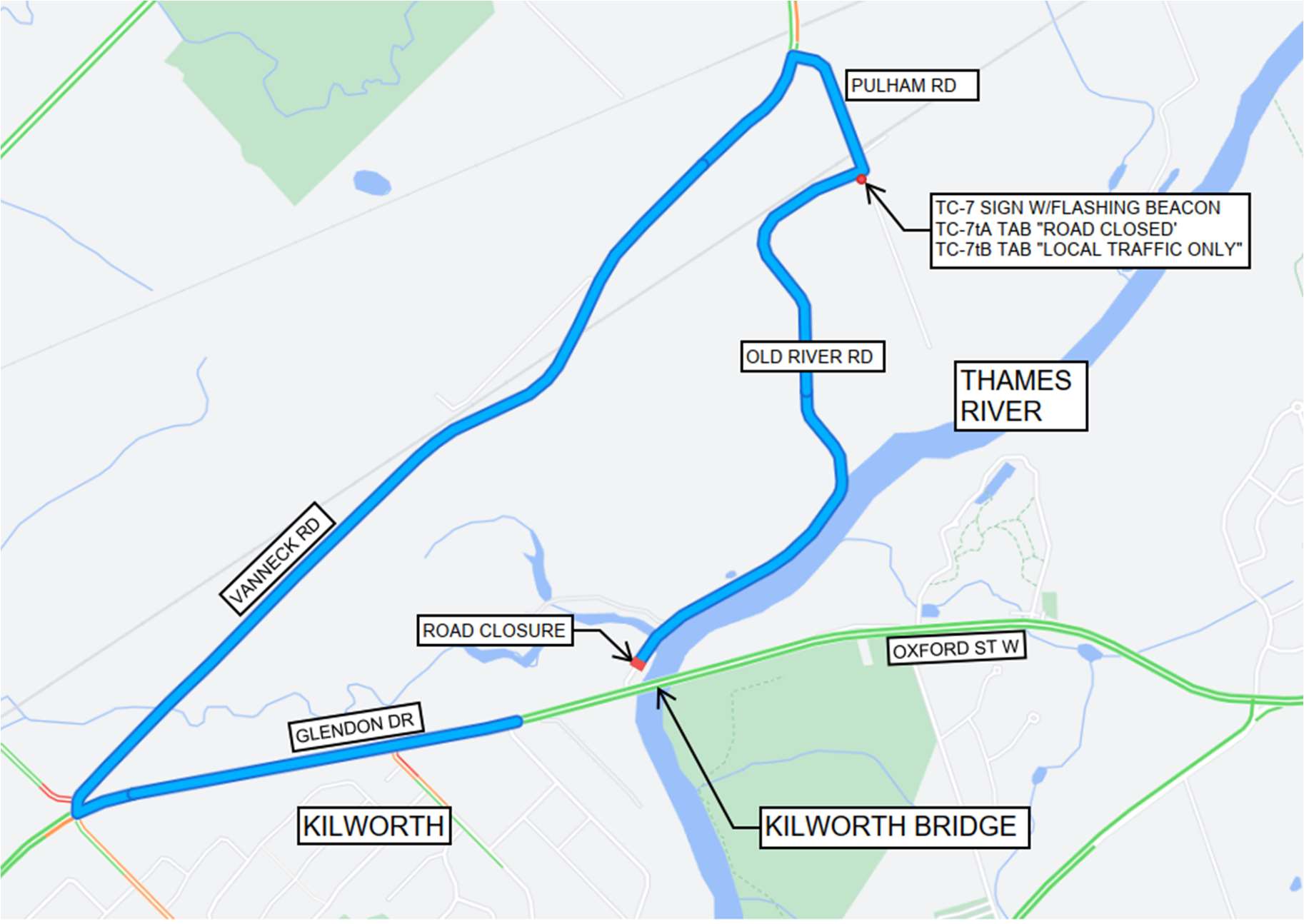 Kilworth Bridge Rehab Map A picture of the Kilworth Bridge Rehab Map