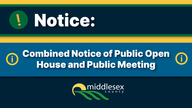 Text reading, "Combined Notice of Public Open House and Public Meeting" with the County logo