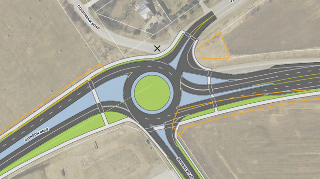 Glendon Drive roundabout realignment 