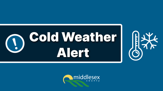 Banner reading, "Cold Weather Alert" with image of thermometer and the County logo