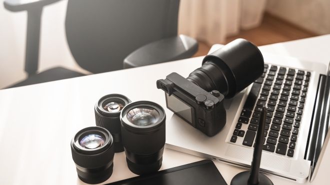 Camera and Laptop