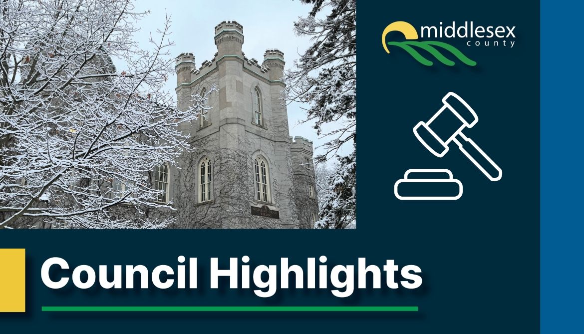 Council Highlights Header - Winter with Middlesex County building in the snow