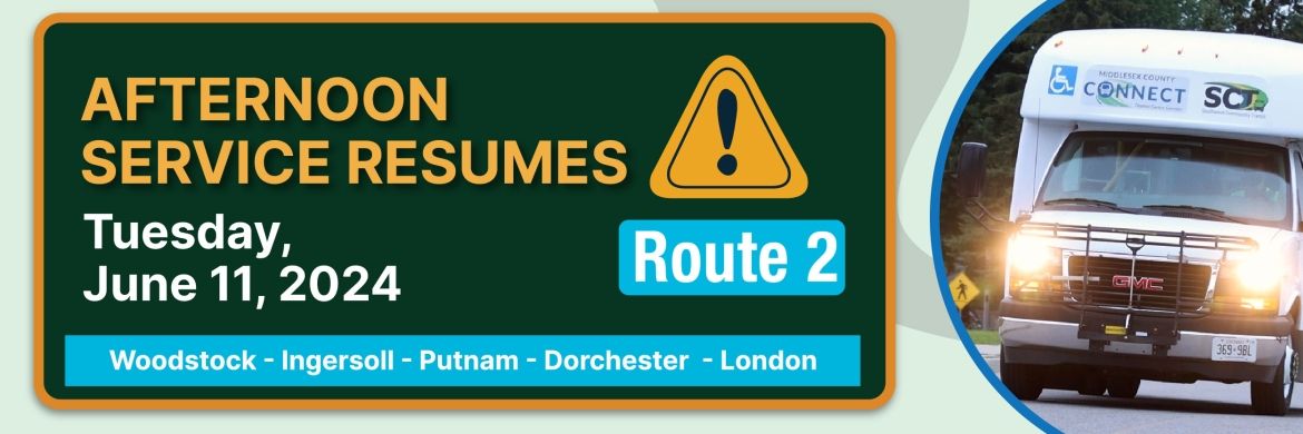 June 11 Route 2 Afternoon Service Resumes