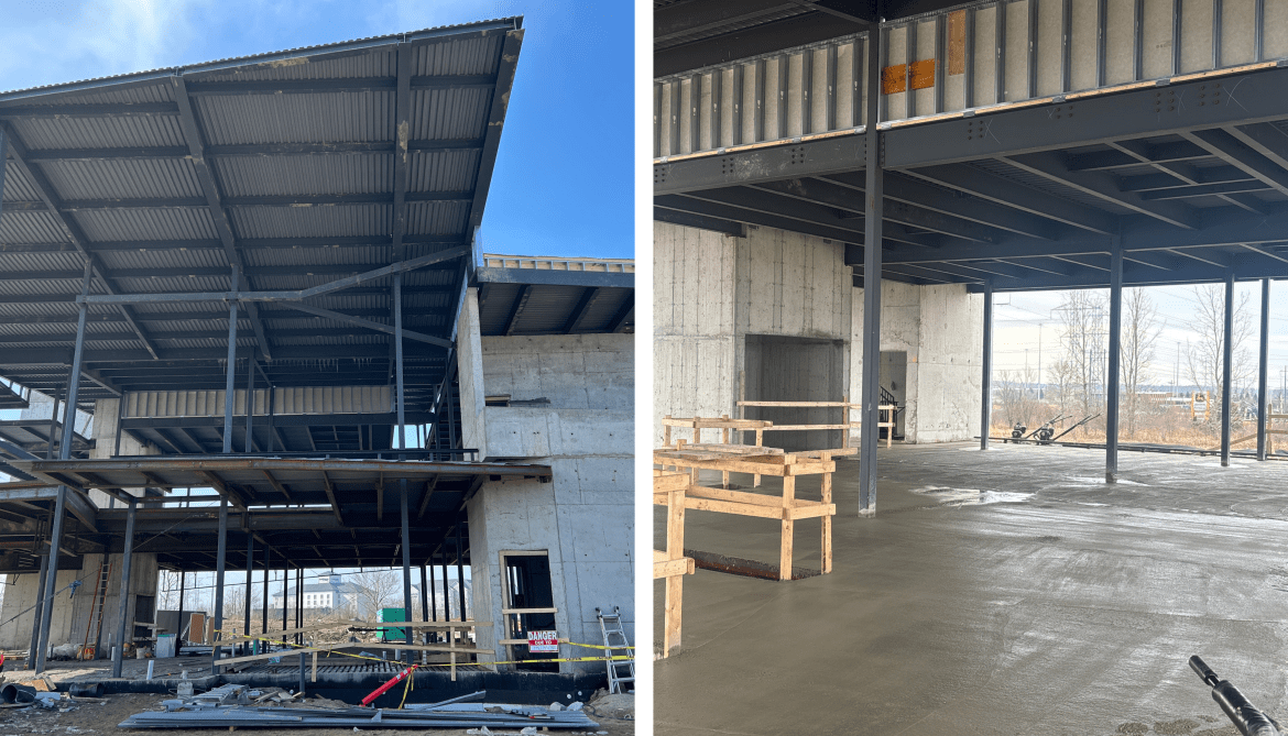 A building being built.