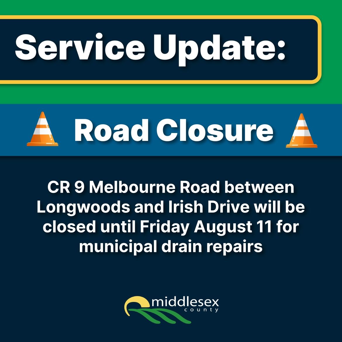 Melbourne Road closed August 11