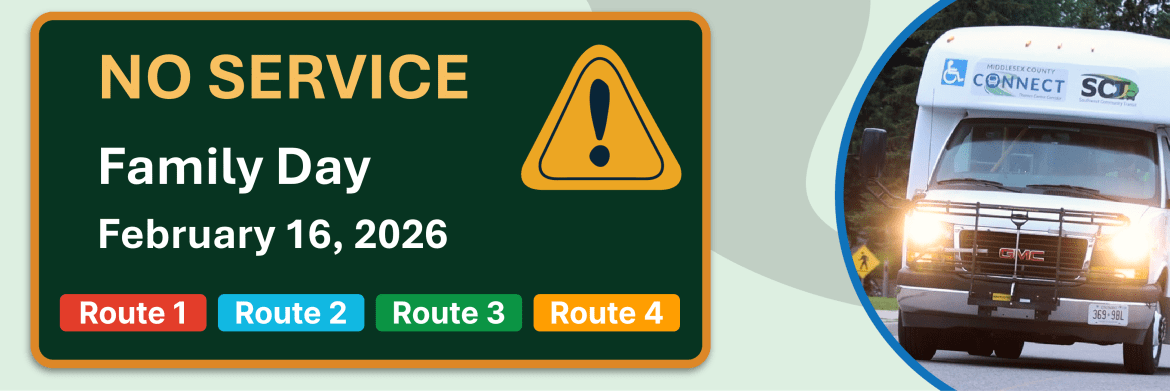 No Service - Family Day - Feb 16, 2026 on all routes
