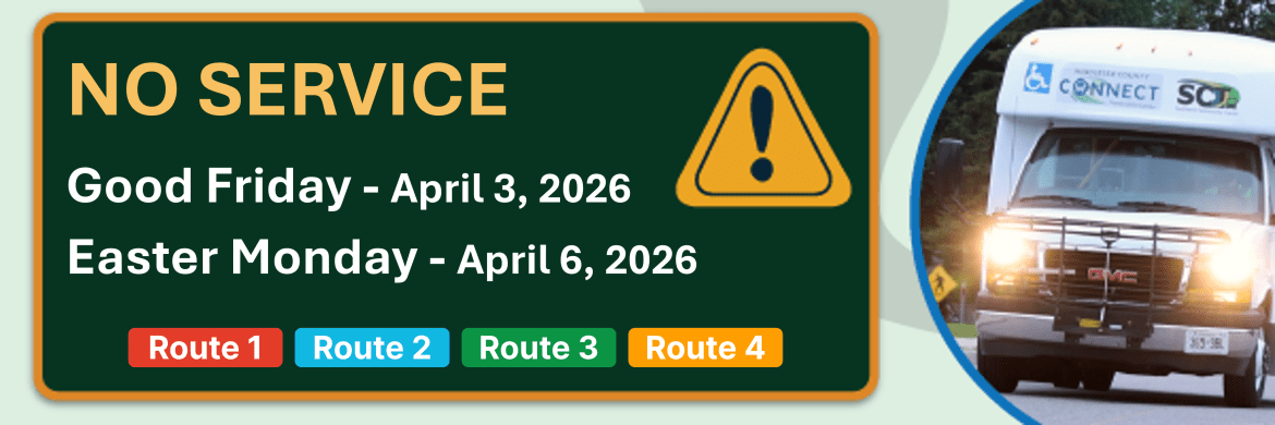 No Service on Good Friday April 3 and Easter Monday April 6