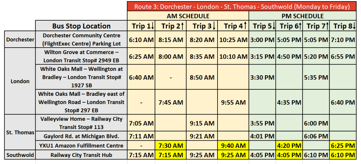 Route 3 (Mon to Fri) modified