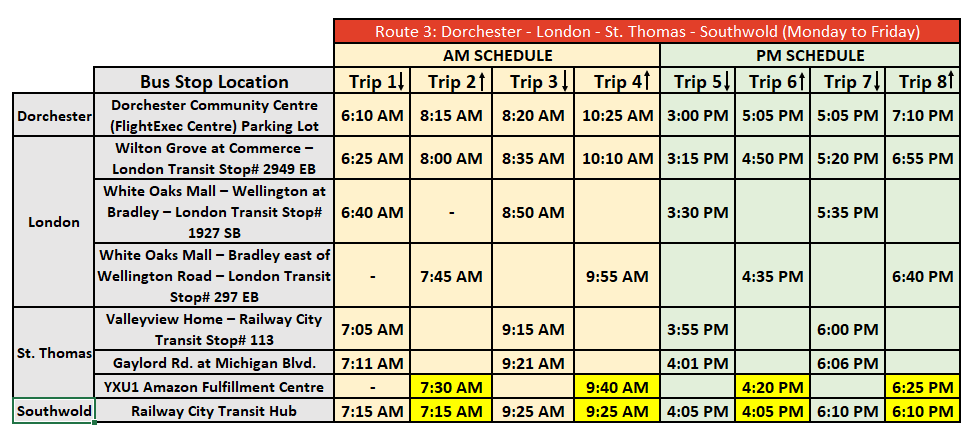Route 3 (Mon to Fri)