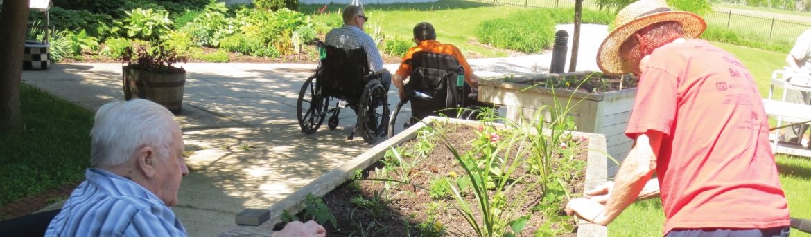 Residents outside in the garden 