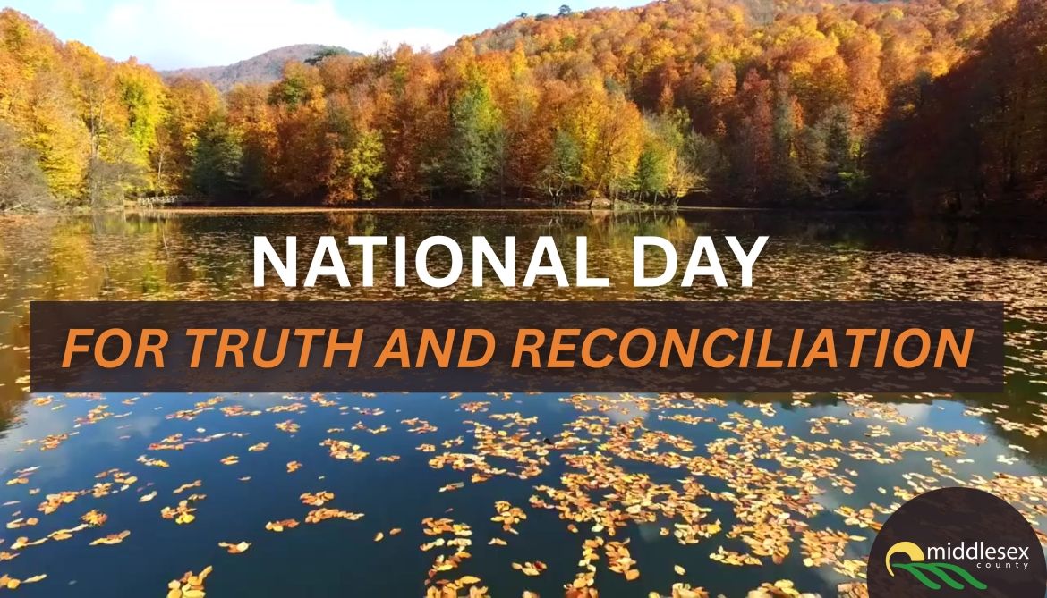 Image of water and trees with text reading "National Day for Truth and Reconciliation" 