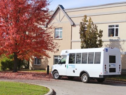 Strathmere Lodge building and bus 