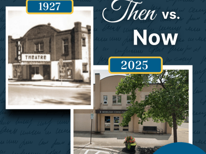 Side-by-side comparison of the building at 82 Front Street W. in Strathroy in 1927 and how it appears today.